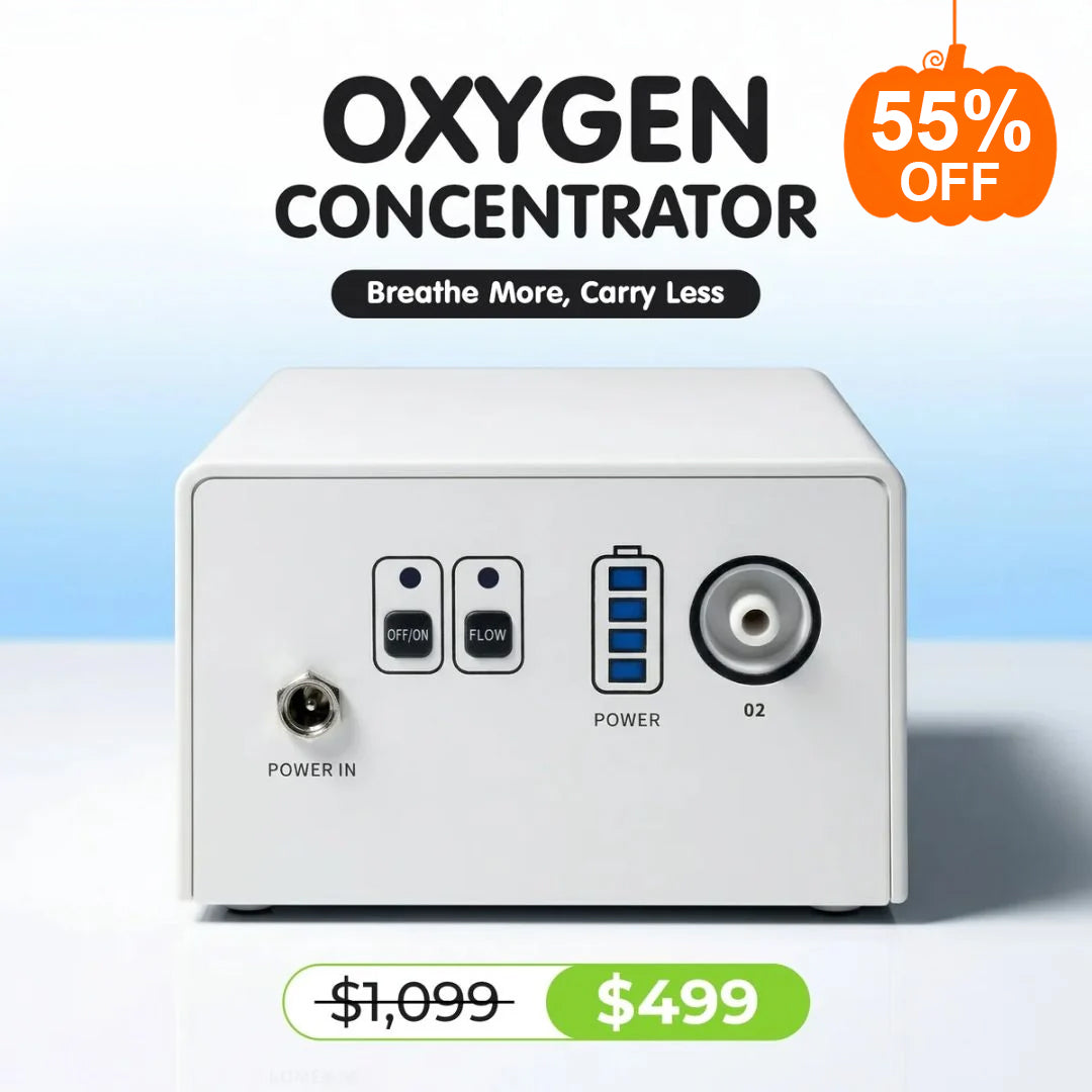 1-3L/Min Portable Oxygen Concentrator | 10-12 Hours Continuous Flow Battery Life | Free Carry Bag | Halloween