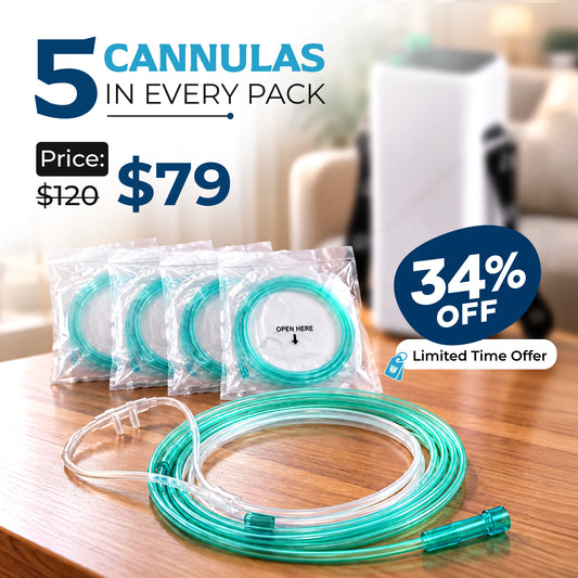 5-Pack Nasal Cannula for 1–5L Portable Oxygen Concentrator