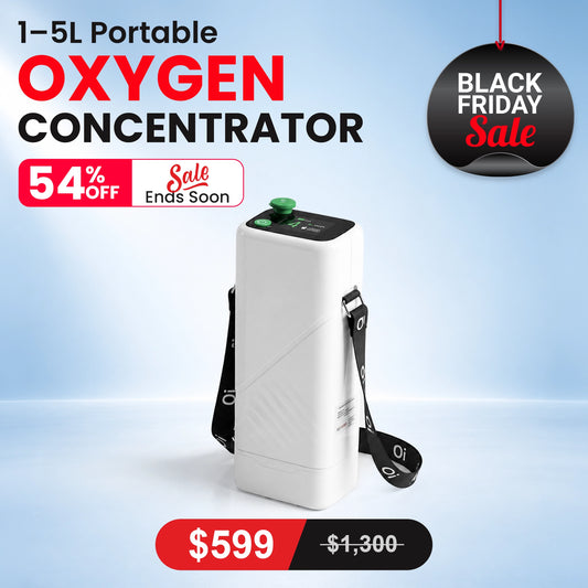 Portable Oxygen Concentrator for Home & Travel | 1-5L Pulse Flow | 95% Purity | Up to 12-Hr Battery | Quiet 49dB | Lightweight 3.5 lbs