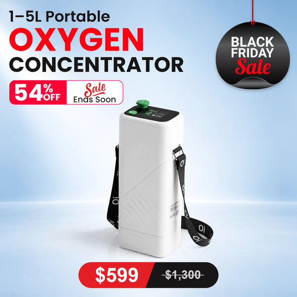 Portable Oxygen Concentrator for Home & Travel | 1-5L Pulse Flow | 95% Purity | Up to 12-Hr Battery | Quiet 49dB | Lightweight 3.5 lbs