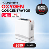 1-7L Portable Oxygen Concentrator for Home & Travel | 90% Pure O2 | 10-Hr Battery | Smart Pulse Flow