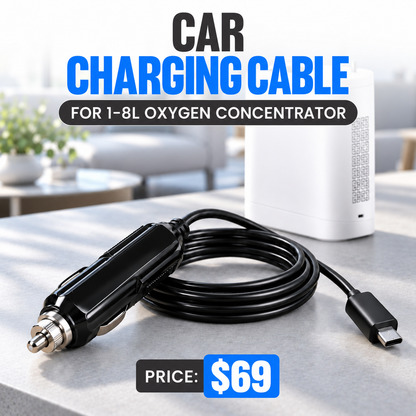 Car Charging Cable for 1-8L Portable Oxygen Concentrator