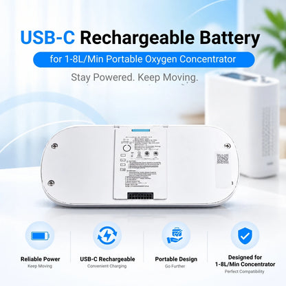USB-C Rechargeable 18 Cell Battery for 1-8L/Min Portable Oxygen Concentrator