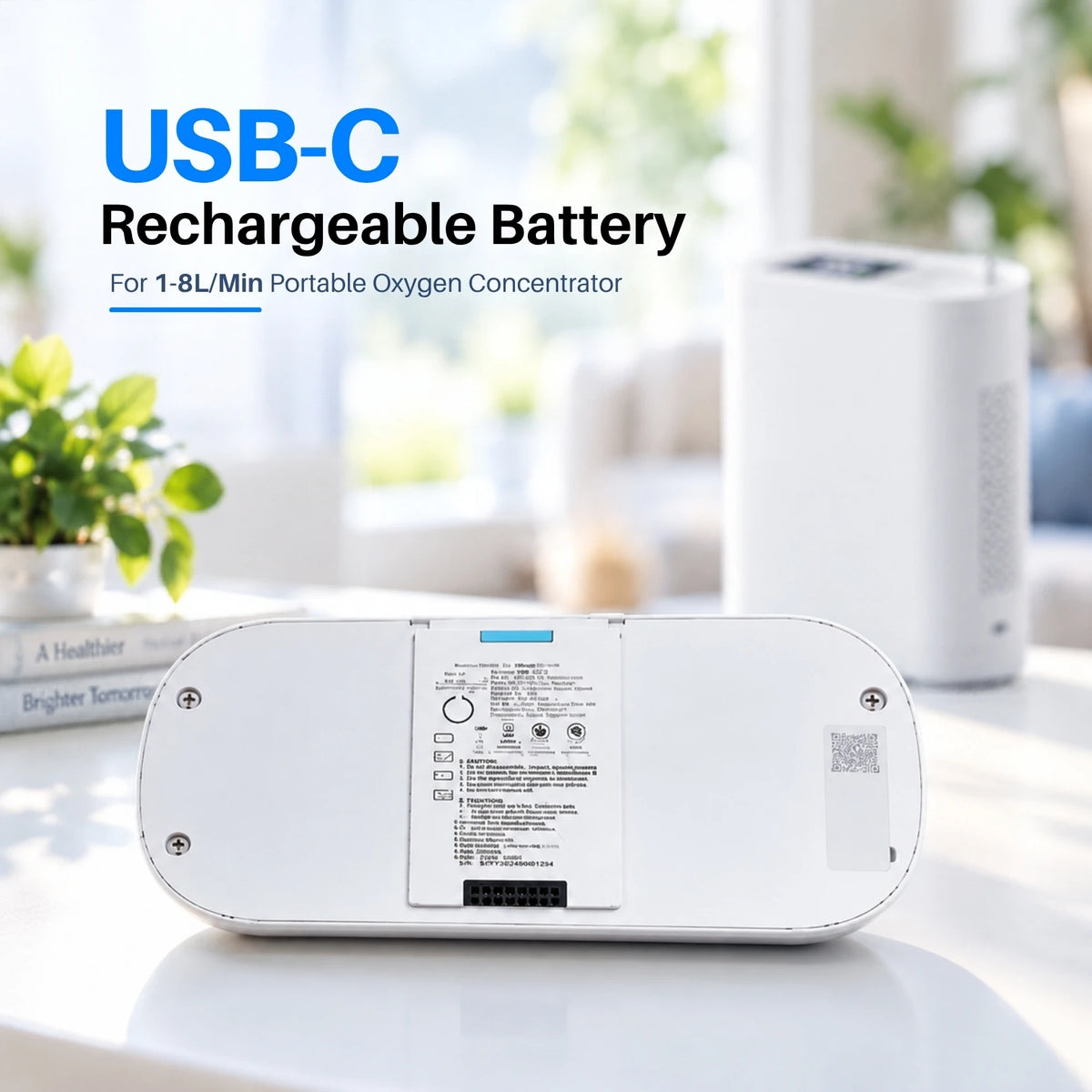 USB-C Rechargeable 18 Cell Battery for 1-8L/Min Portable Oxygen Concentrator