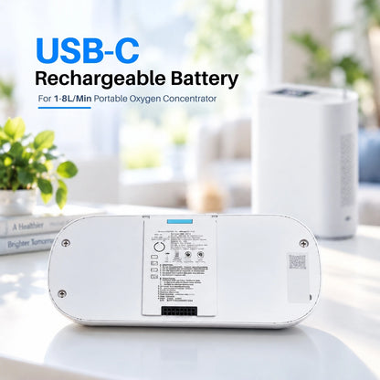USB-C Rechargeable 18 Cell Battery for 1-8L/Min Portable Oxygen Concentrator