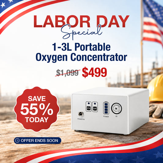 Ultra-Light 1-3L Portable Oxygen Device | 10-12 Hour Battery, Under 35dB, Free Carry Bag