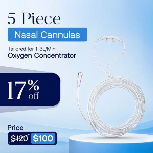 5 Pieces Nasal Cannulas For 1-3L/Min Portable Oxygen Concentrator | Soft PVC Tubing