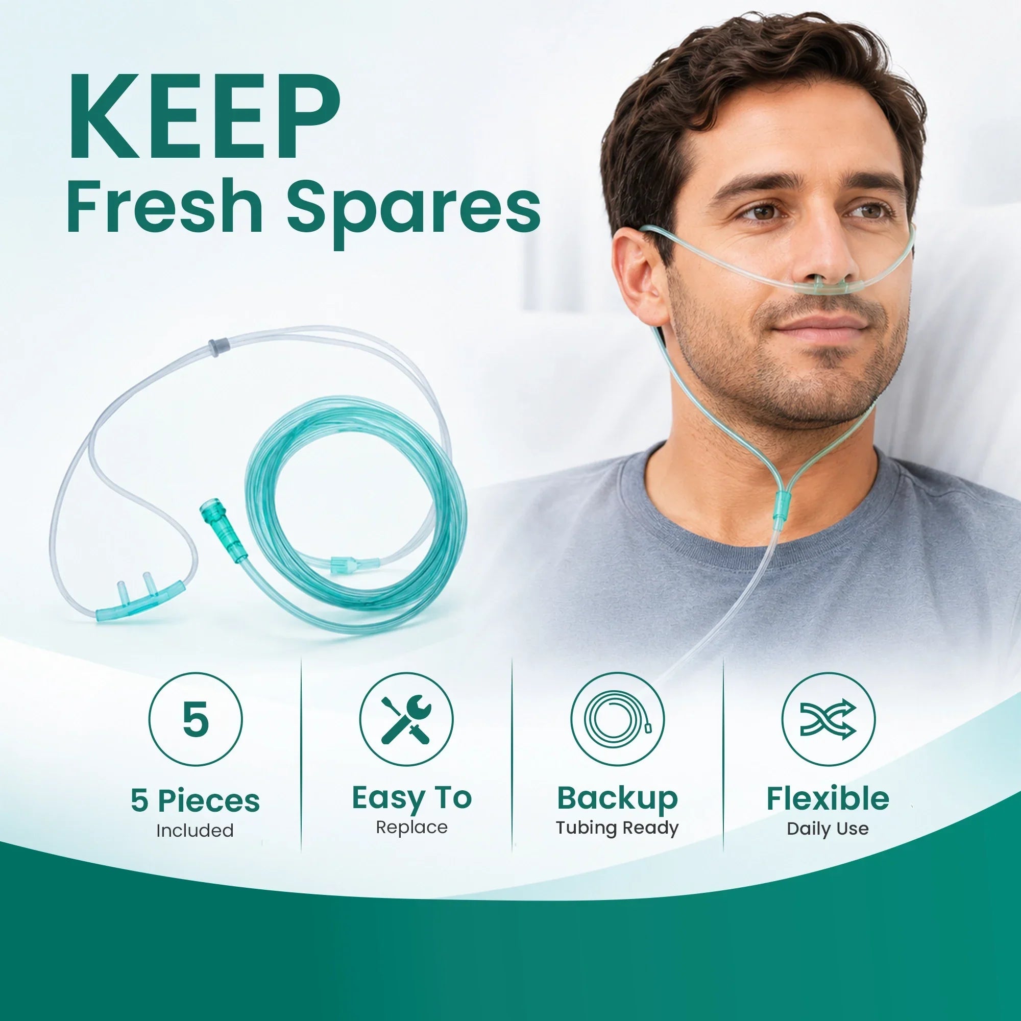 5 Pieces Nasal Cannulas For 1-3L/Min Portable Oxygen Concentrator | Soft PVC Tubing