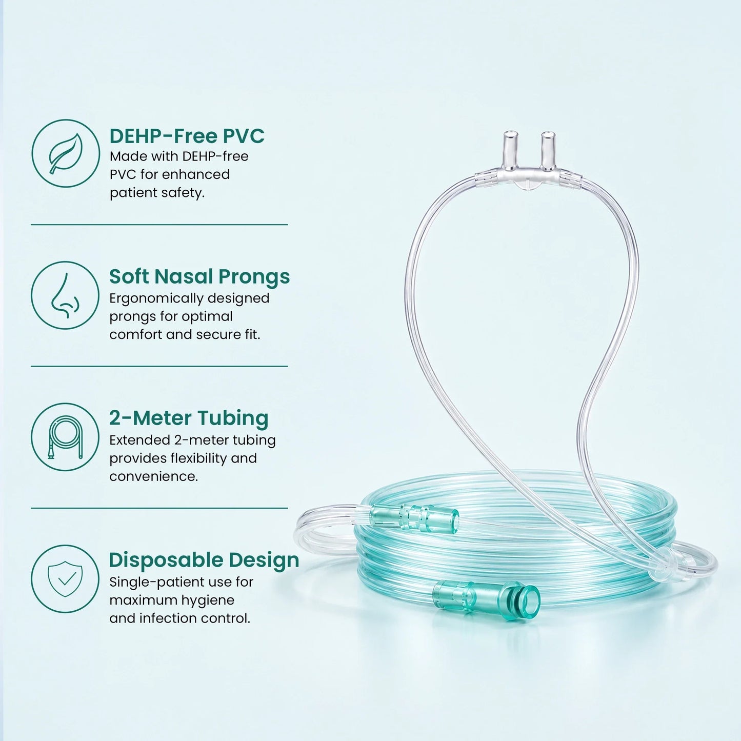 5 Pieces Nasal Cannulas For 1-3L/Min Portable Oxygen Concentrator | Soft PVC Tubing