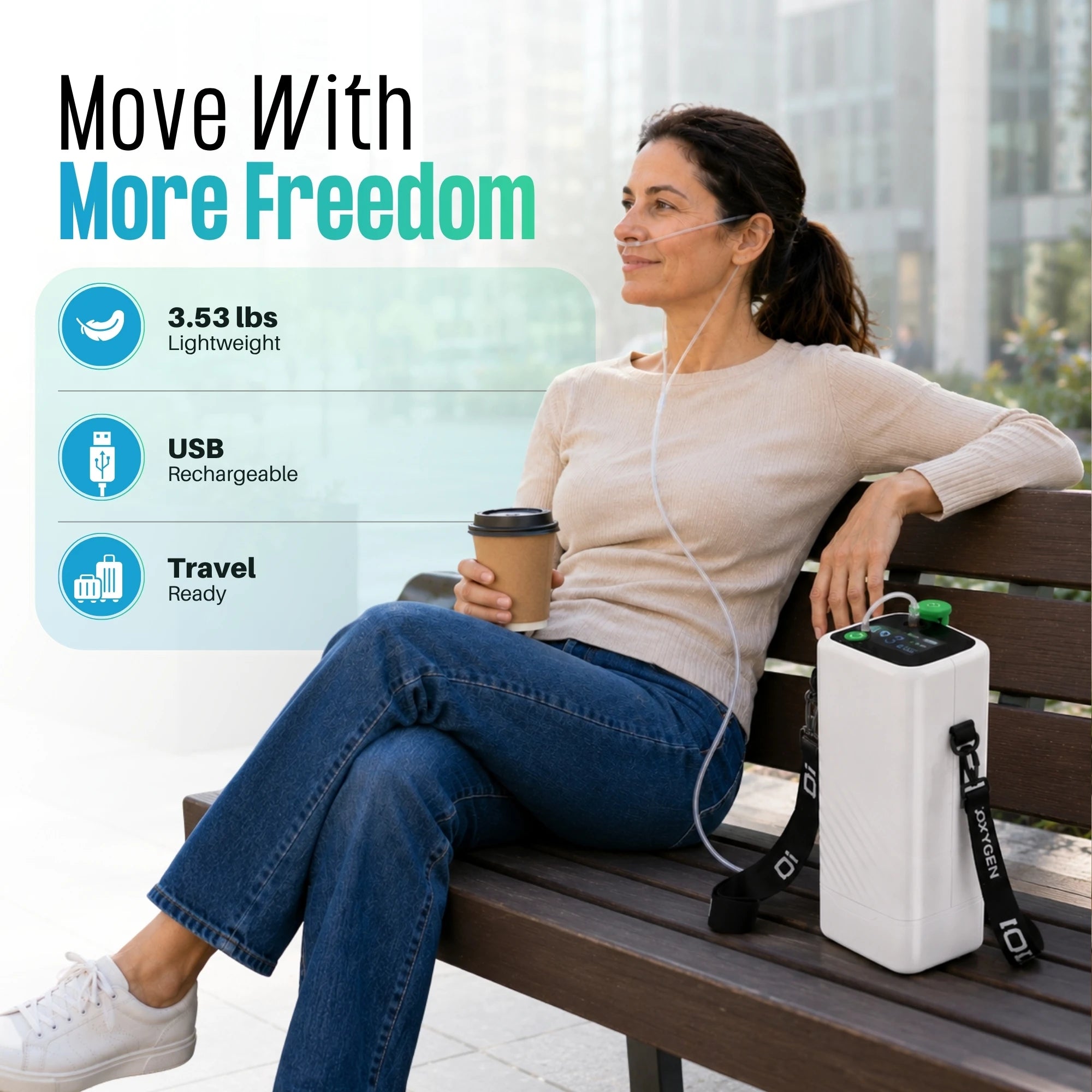 Portable 1-5L  Oxygen Concentrator | 95% Purity, 6400mAh Battery | ≤49dB Quiet | Free US Shipping