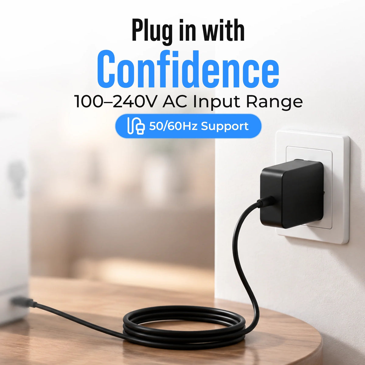 65W Wall Power Adapter for 1–5L Portable Oxygen Concentrator
