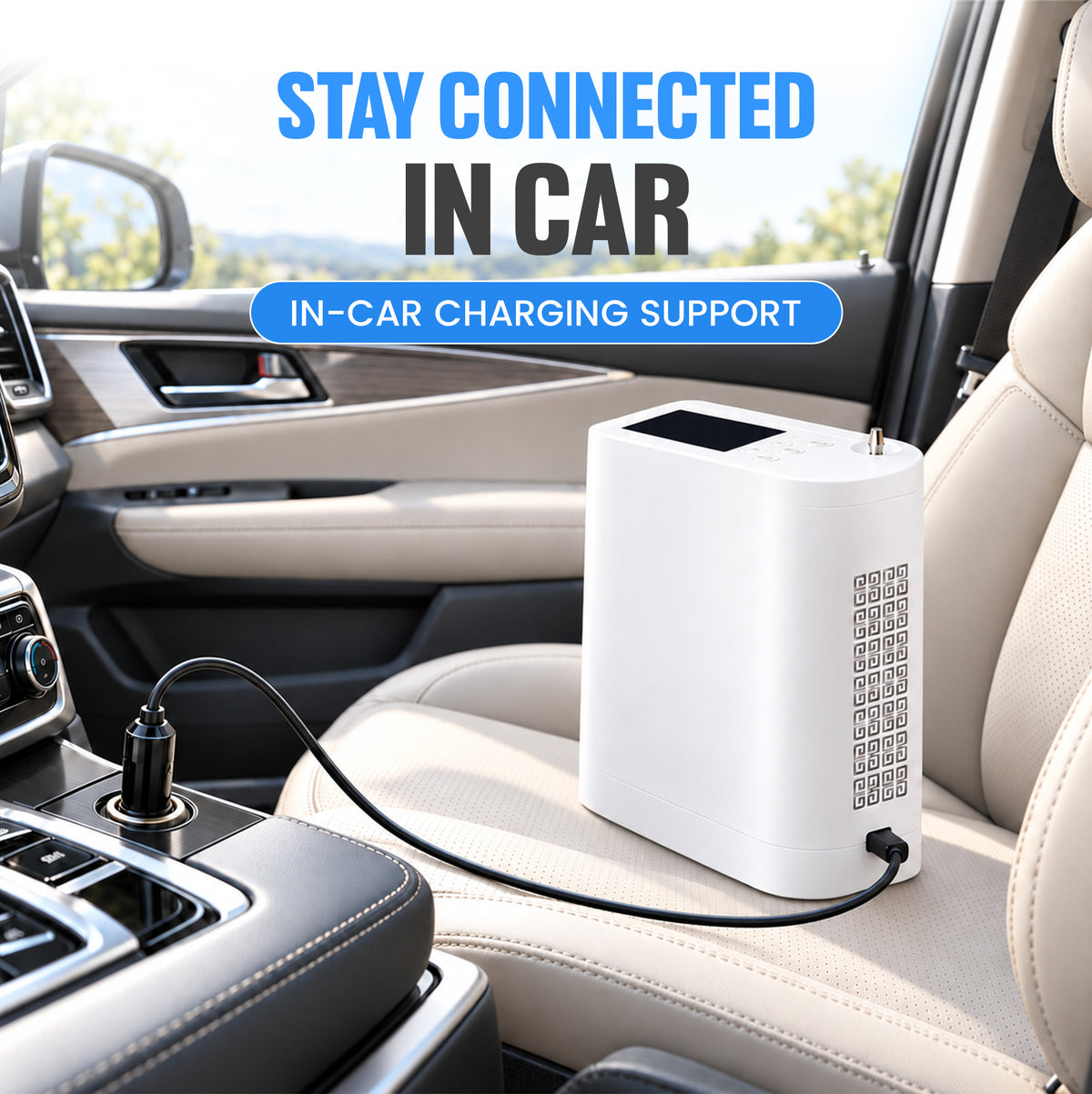 Car Charging Cable for 1-8L Portable Oxygen Concentrator