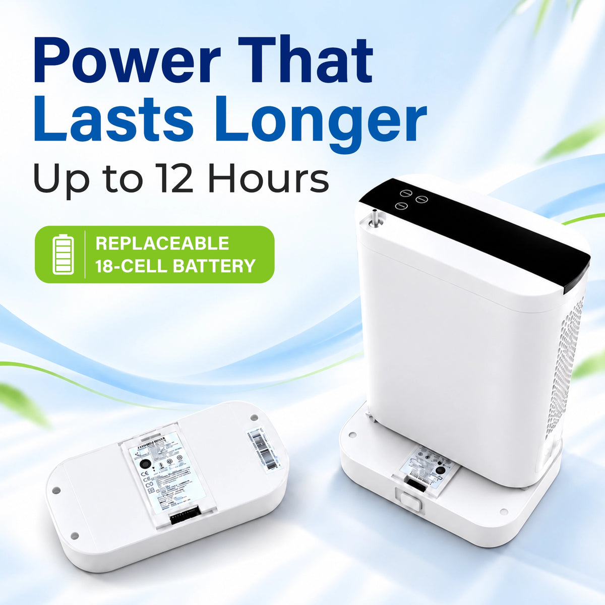 1-10L Portable Oxygen Concentrator for Home, Car & Travel | 90% ±6% O₂ Purity | Up to 12-Hour Battery Life