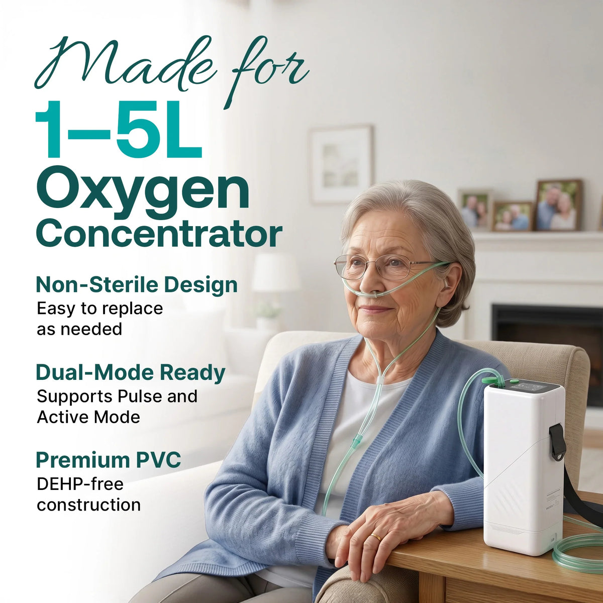5-Pack Nasal Cannula for 1–5L Portable Oxygen Concentrator