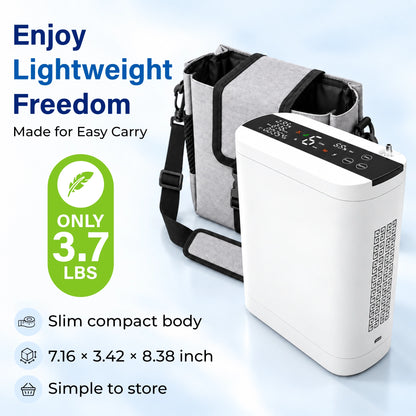 1-10L Portable Oxygen Concentrator for Home, Car & Travel | 90% ±6% O₂ Purity | Up to 12-Hour Battery Life