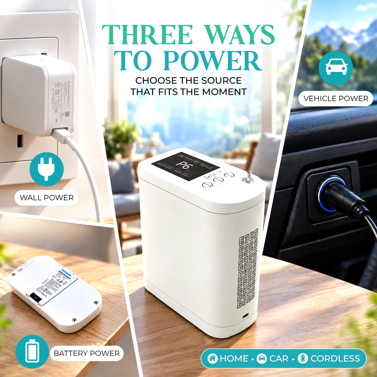 1–8L Portable Oxygen Concentrator for Home & Travel | Pulse + Constant + Continuous Flow | ≥90% O₂ Purity | Up to 24-Hours Battery Life