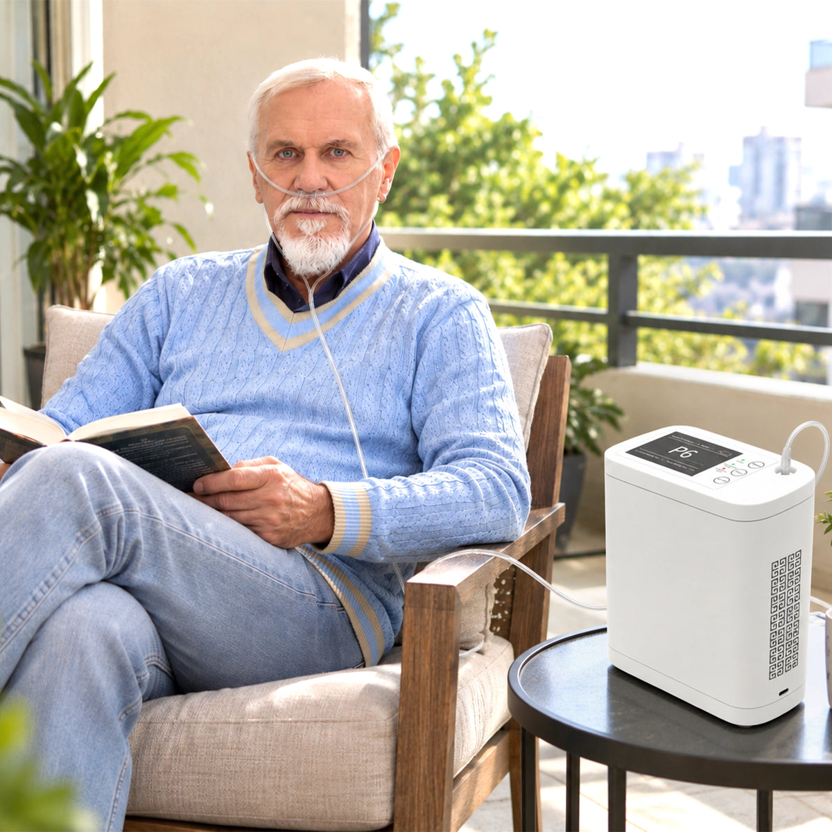 1–8L Portable Oxygen Concentrator for Home & Travel | Pulse + Constant + Continuous Flow | ≥90% O₂ Purity | Up to 24-Hours Battery Life