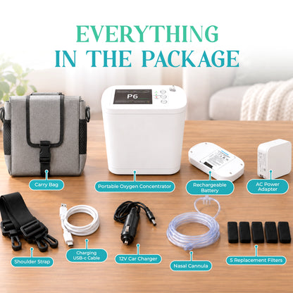 1–8L Portable Oxygen Concentrator for Home & Travel | Pulse + Constant + Continuous Flow | ≥90% O₂ Purity | Up to 24-Hours Battery Life