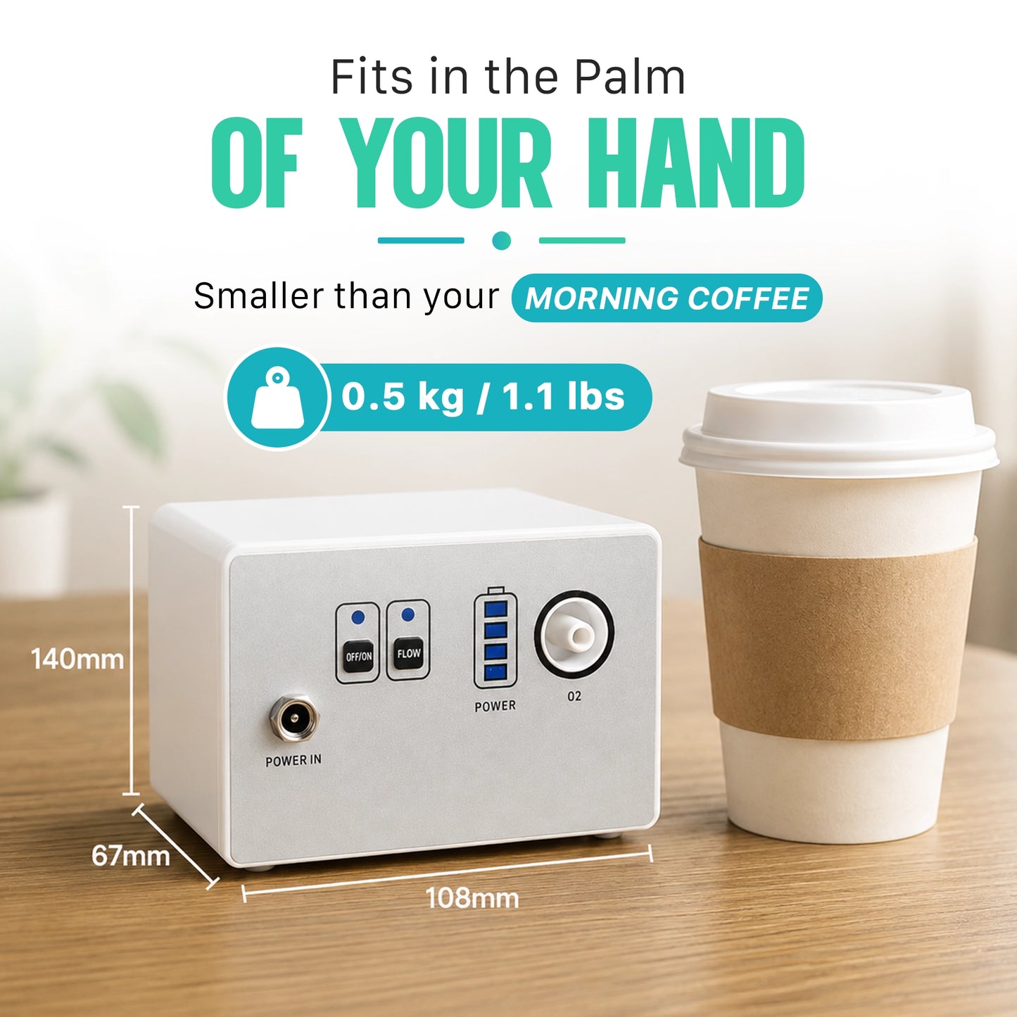 Ultra-Light 1-3L Portable Oxygen Device | 10-12 Hour Battery, Under 35dB, Free Carry Bag