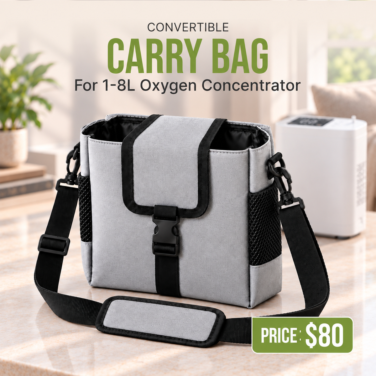Convertible Carry Bag for 1-8L Portable Oxygen Concentrator