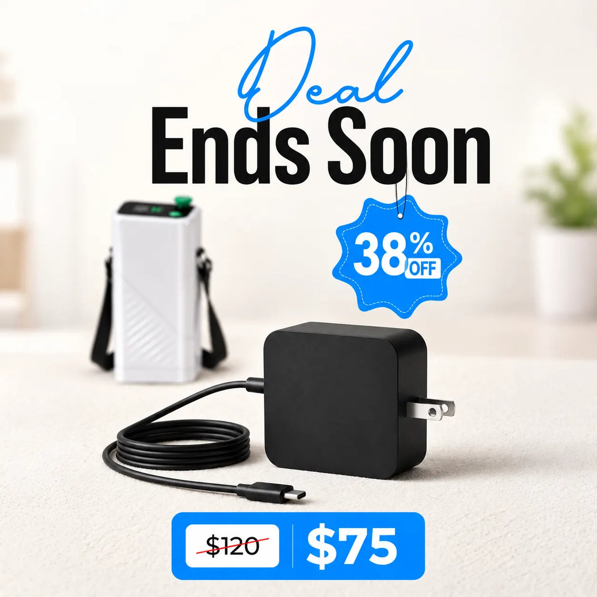 65W Wall Power Adapter for 1–5L Portable Oxygen Concentrator