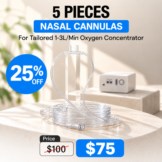 5 Pieces Nasal Cannulas For 1-3L/Min Portable Oxygen Concentrator | Soft PVC Tubing